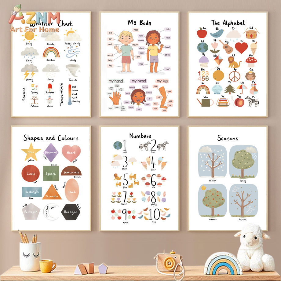 Kids Educational - Alphabet Numbers & More - Seasons Shapes Colors Body Number Alphabet