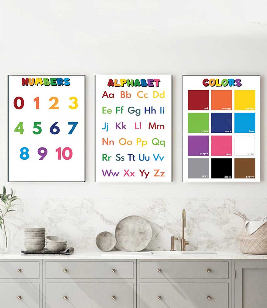 Kids Educational - Alphabet Numbers & More - 1pc frameless Kids Educational Classroom Posters,