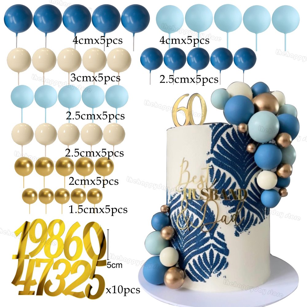 50Pcs Blue Cream Gold Balls Ca - Number Puzzle Foam avis et prix